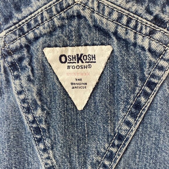 Vintage Oshkosh B'Gosh Girls 6X Bib Med Wash Denim Jean Blue Bib Overall Dress - Picture 7 of 11